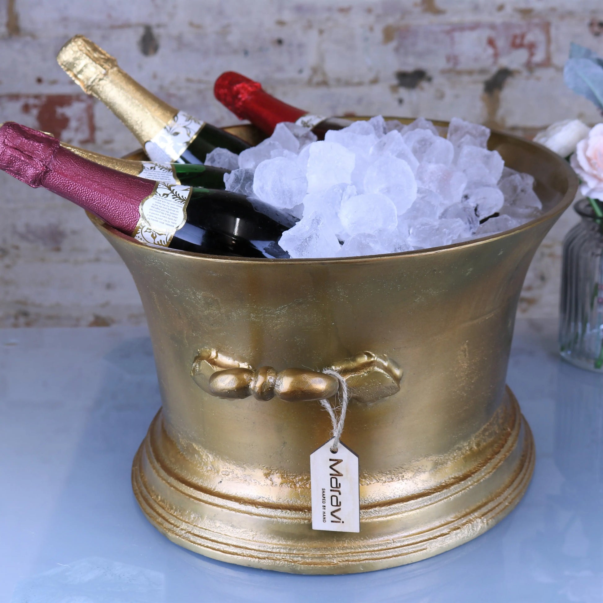 Moyar Champagne Ice Bath Cast Distressed Gold Side View