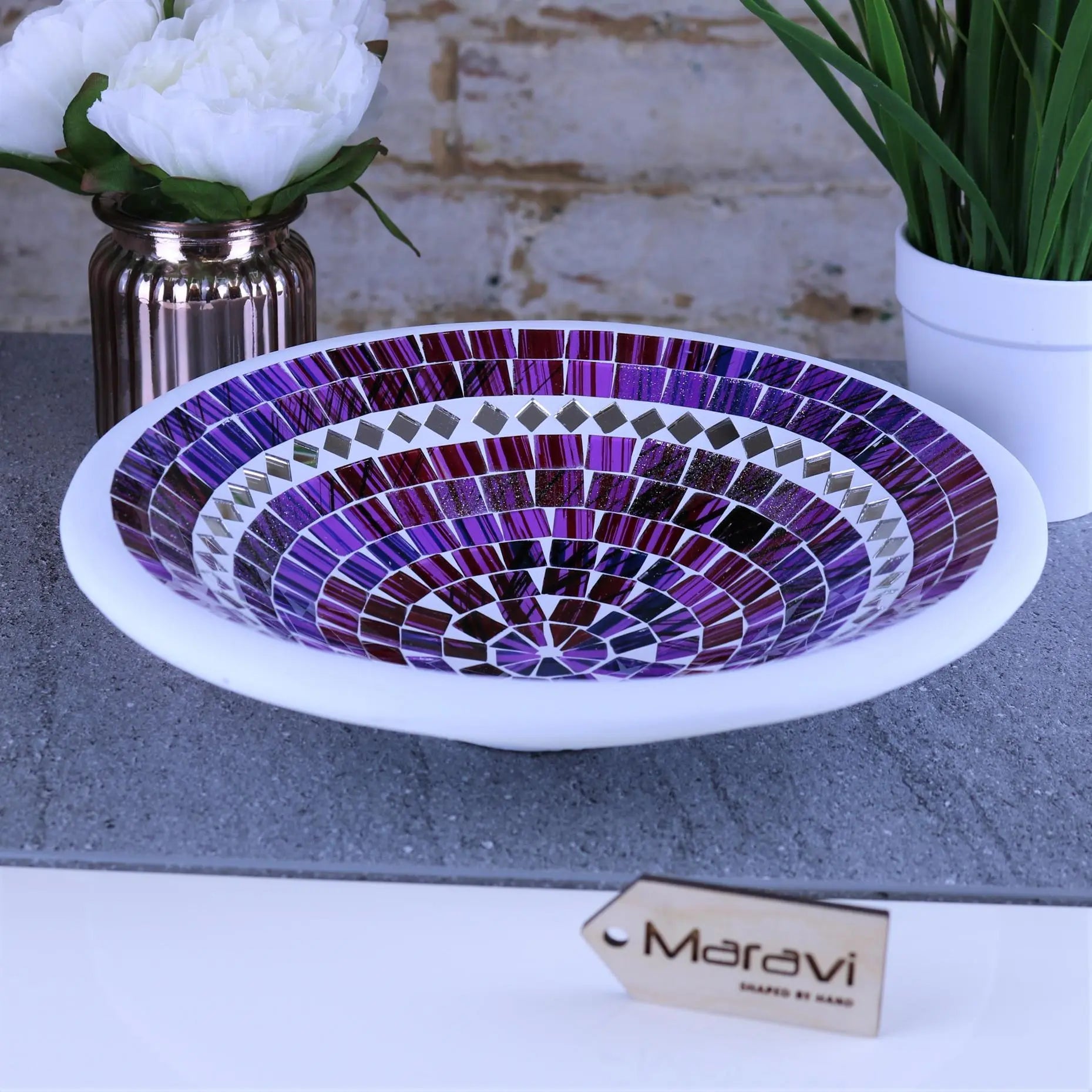 Natas Mosaic Bowl 28cm Purple Main Image