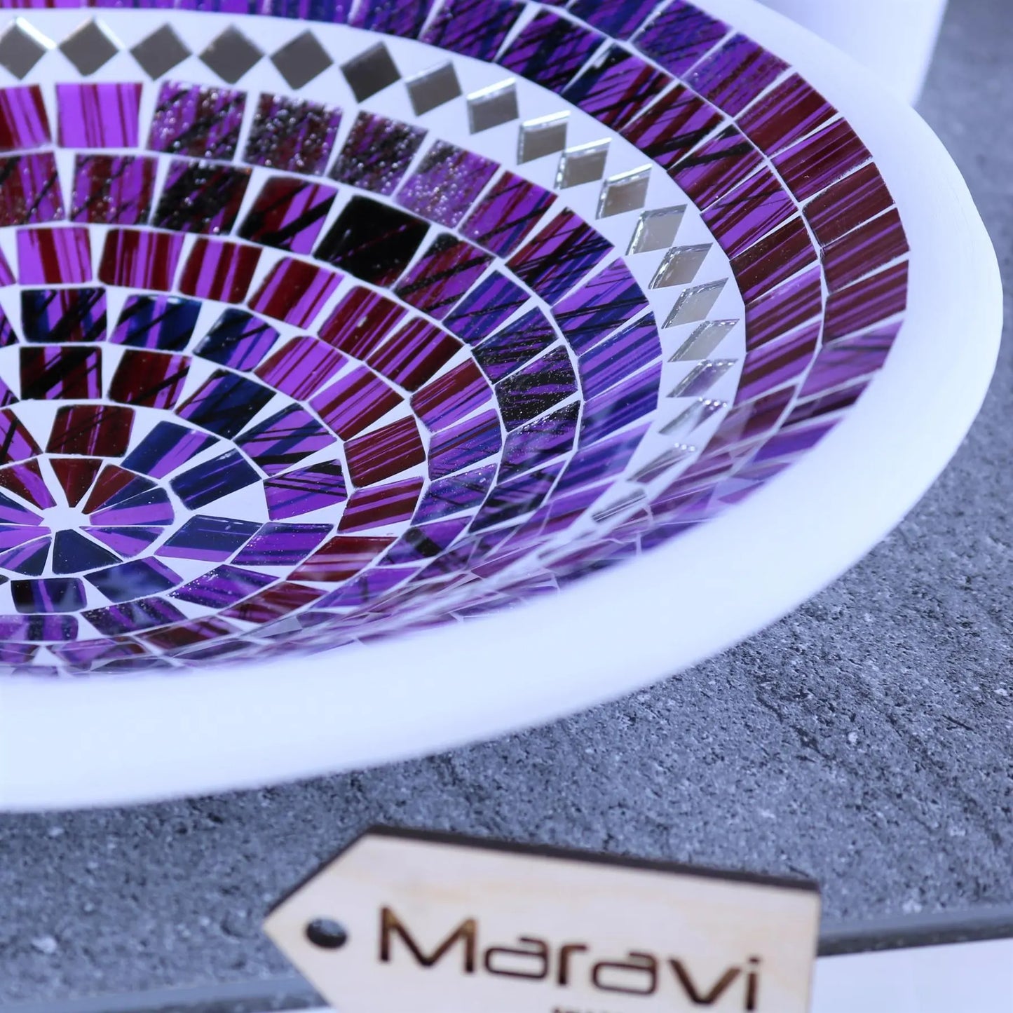Natas Mosaic Bowl 28cm Purple Closeup of Tiles