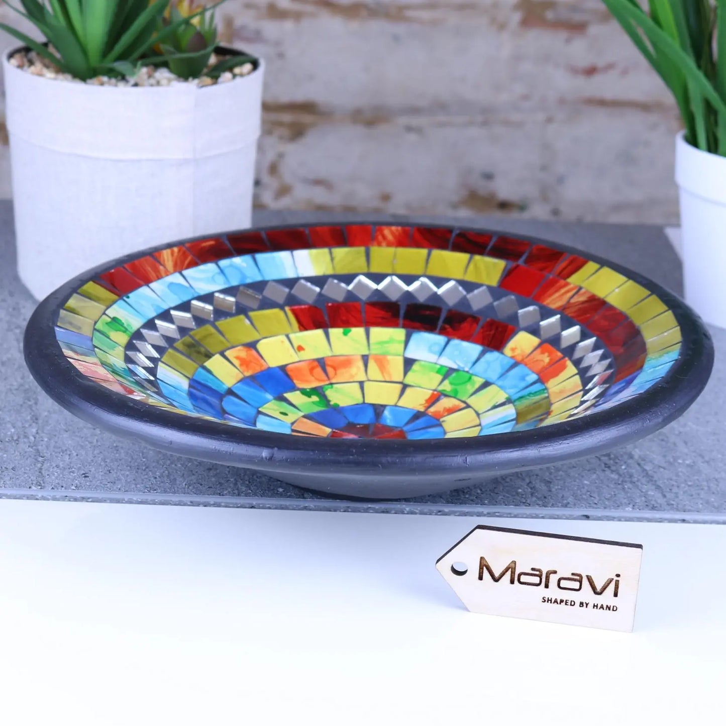 Gadli Mosaic Bowl 28cm Multicolour and Mirrors Main Image