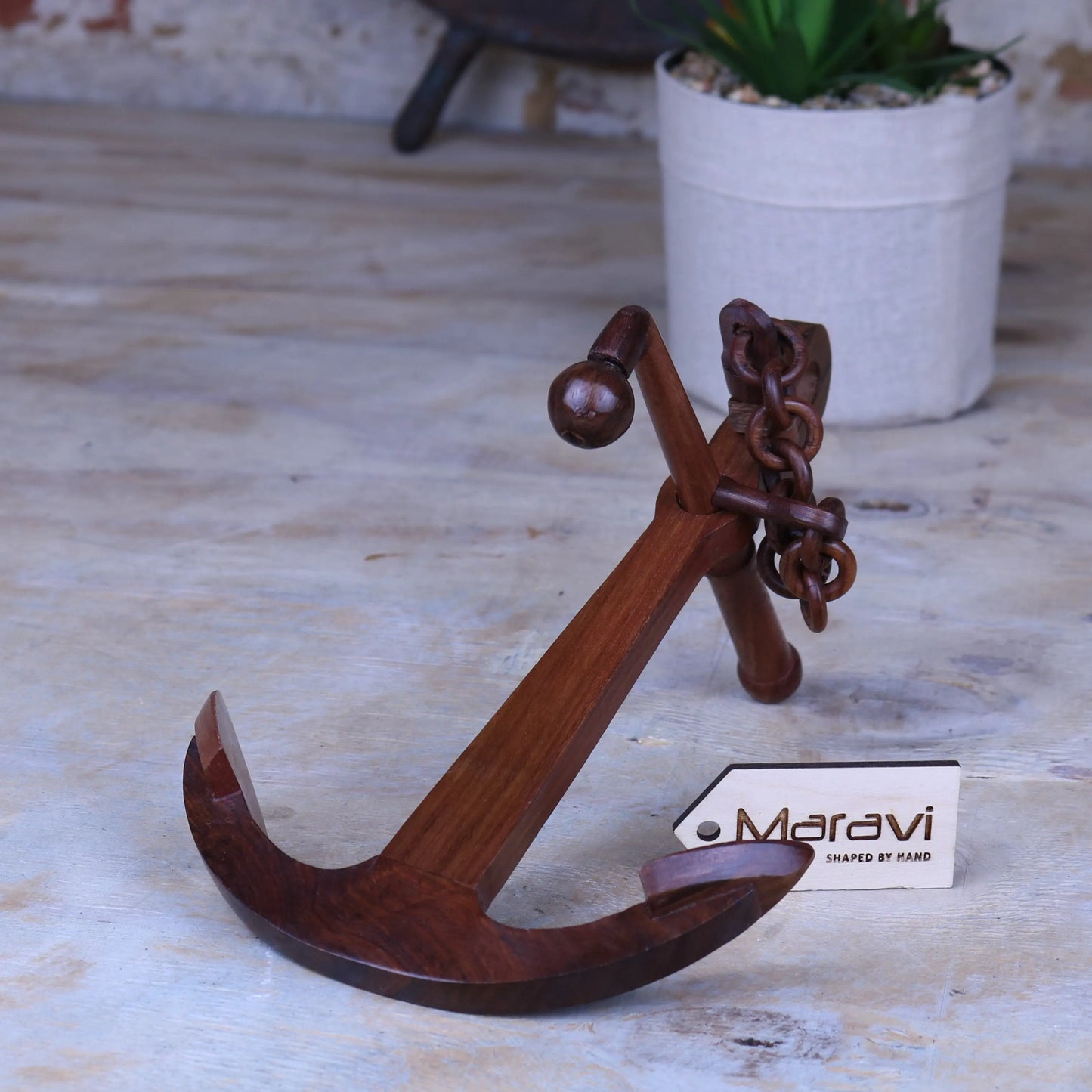 Partap Wooden Anchor Mini Ornament Main Image