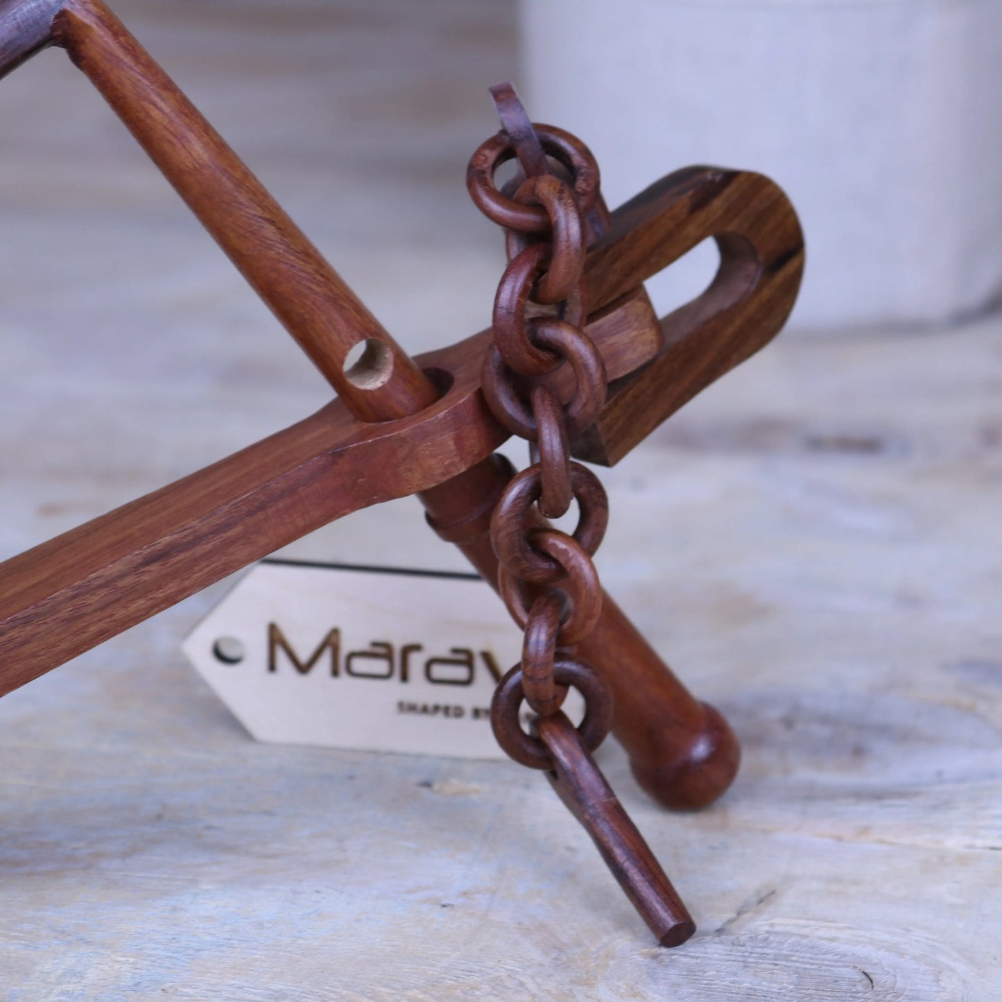 Partap Wooden Anchor Mini Ornament Closeup of Wooden Chain