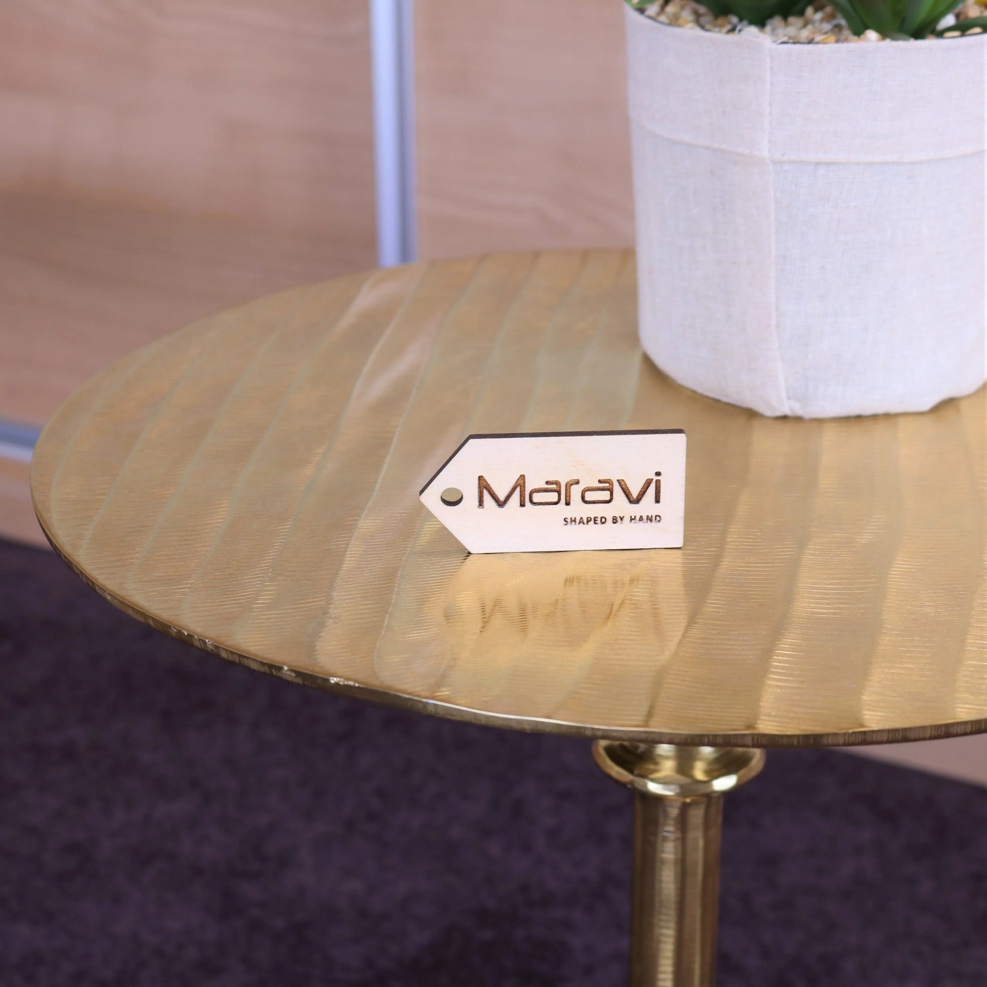 Beel 51cm Round Side Table Gold Top Closeup