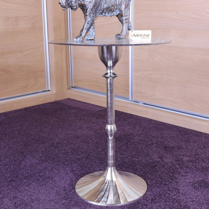 Beel 51cm Round Side Table Silver Side View