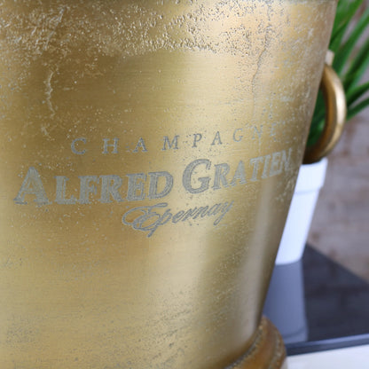 Alfred Gratien Luxury Gold Champagne Cooler Ice Bucket Logo Closeup