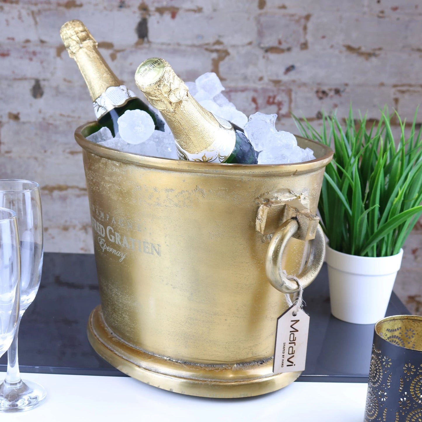 Alfred Gratien Luxury Gold Champagne Cooler Ice Bucket Side View