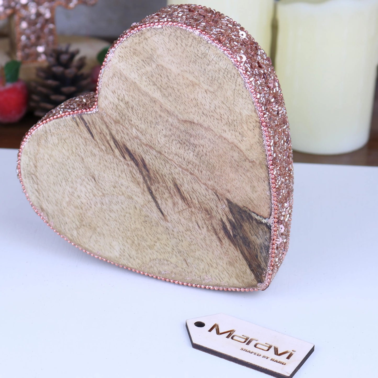 Lovell Decorative Board Heart with Copper Jewel Design Maravi