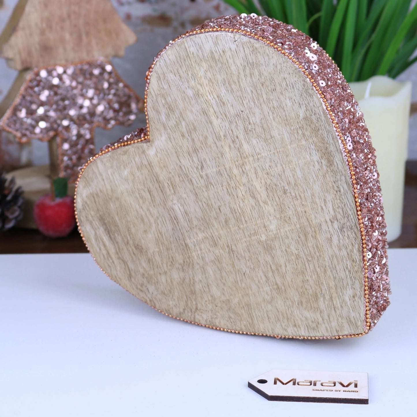 Lovell Decorative Board Heart with Copper Jewel Design Maravi