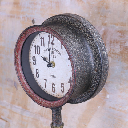 Balpur Industrial Pipe Wall Clock Red and Gold Side View