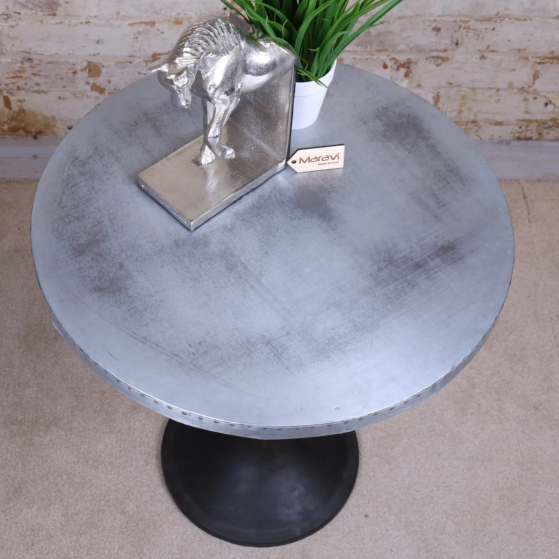 Hatra Industrial Style Metal Side Table Top View