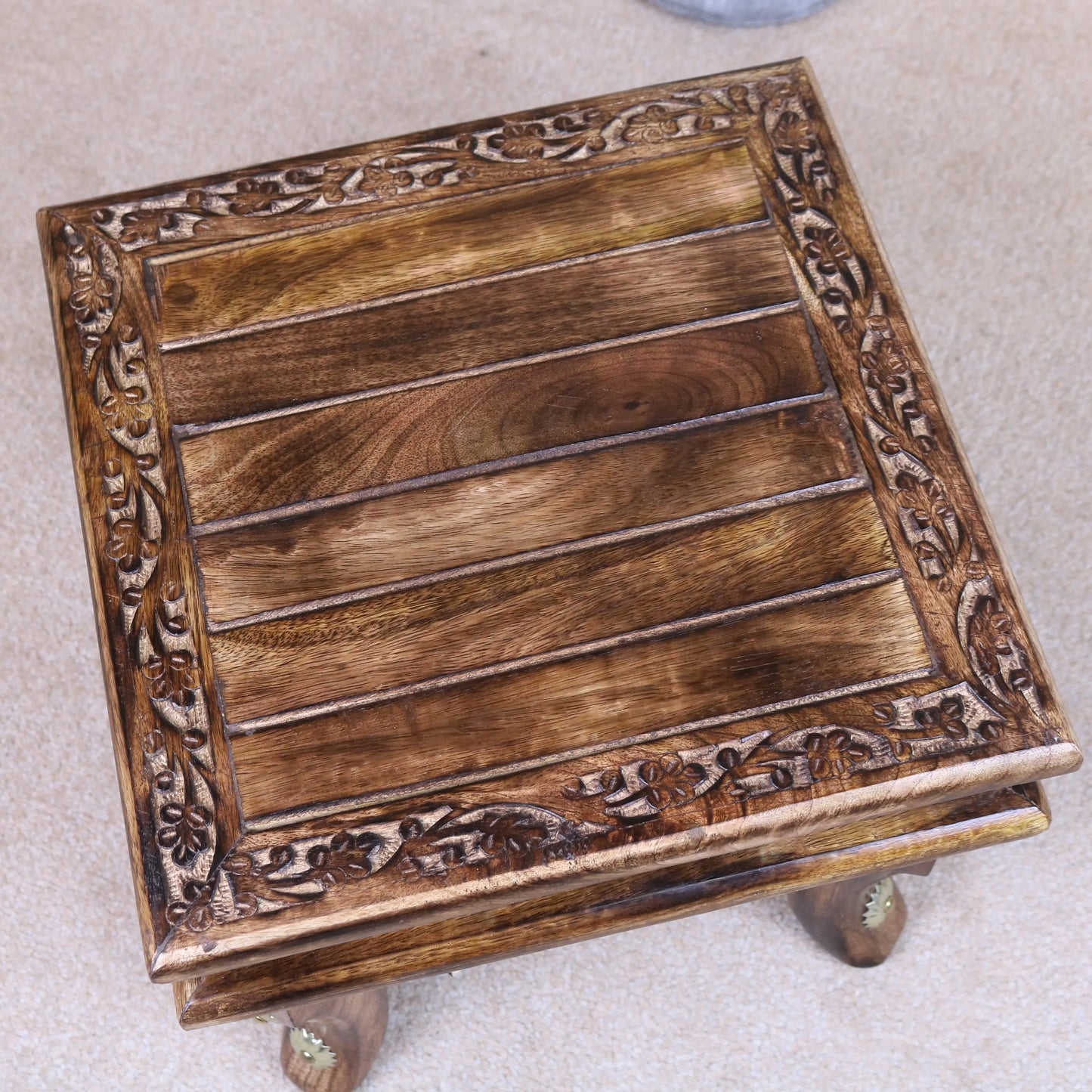 Pohar Small Wooden Footstool Top View