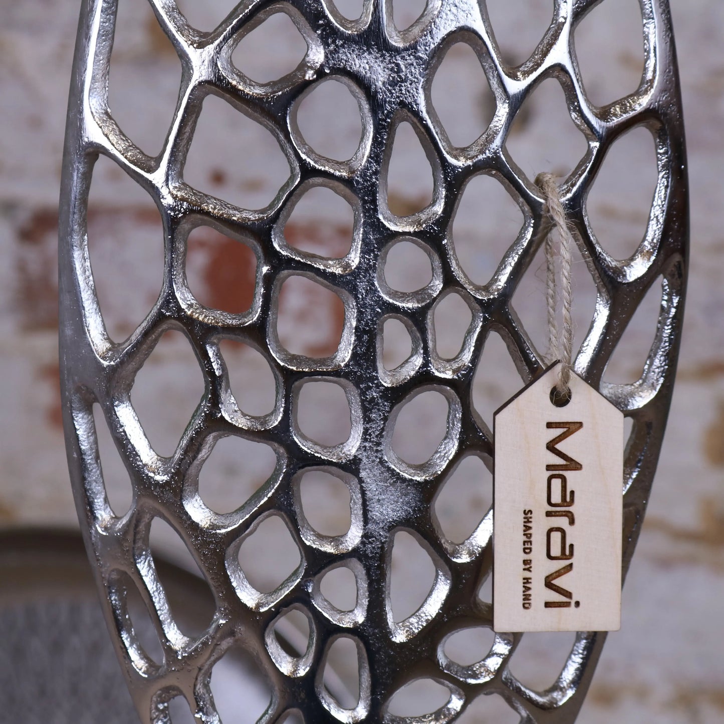Hasgul Silver Leaf Ornament Closeup of Distressed Design