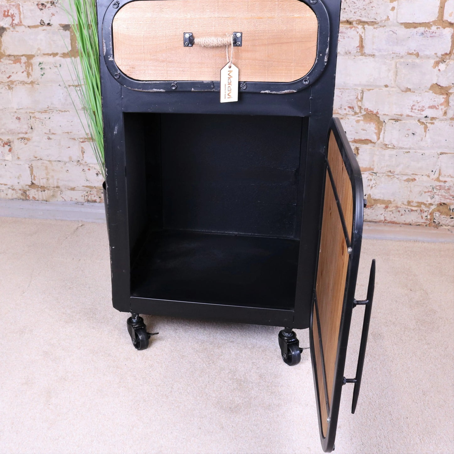 Industrial Bedside Cabinet Showing Interior of Main Compartment
