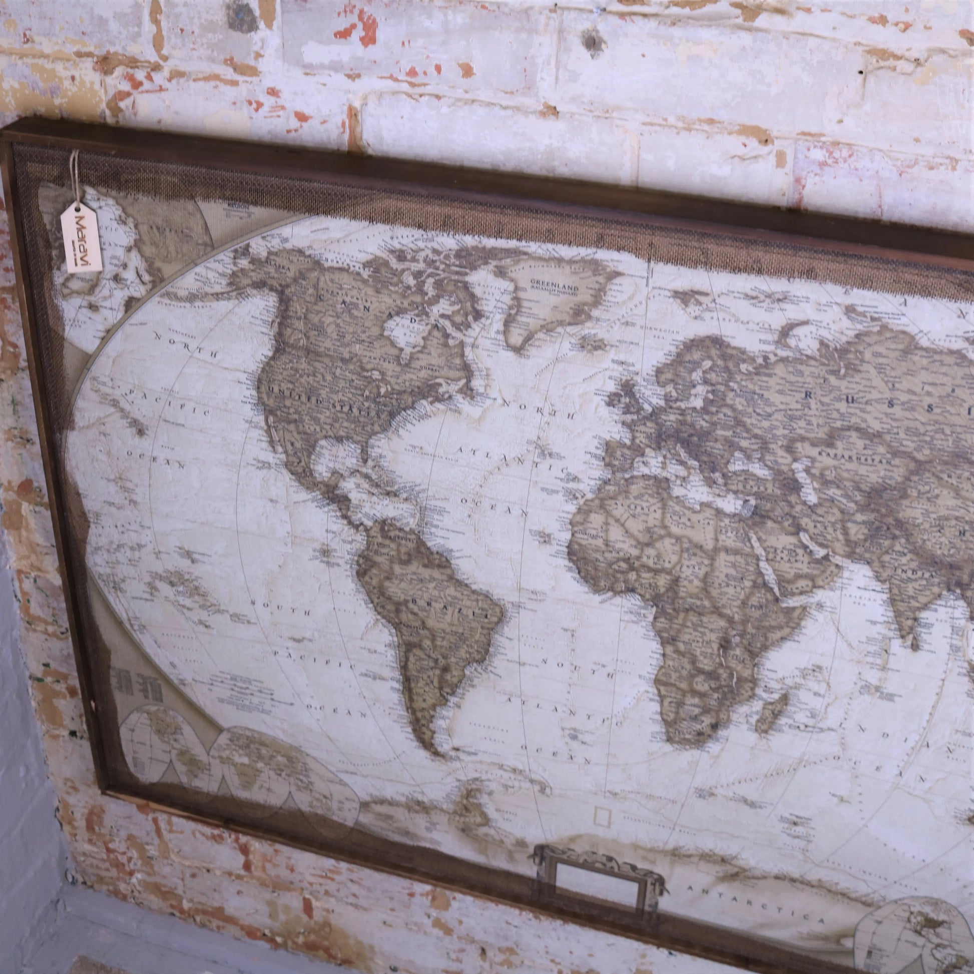 Vintage World Map Canvas Top View