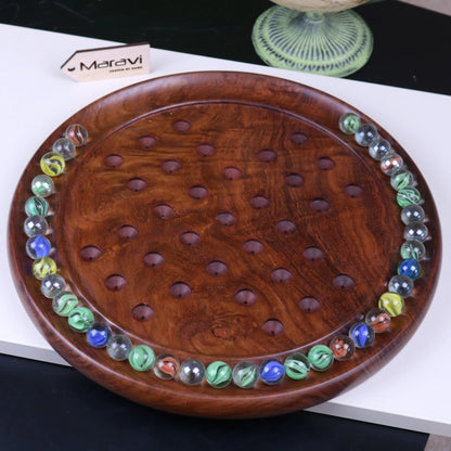 Jajur Solitaire Board Game Large Size Marbles Around the Edge