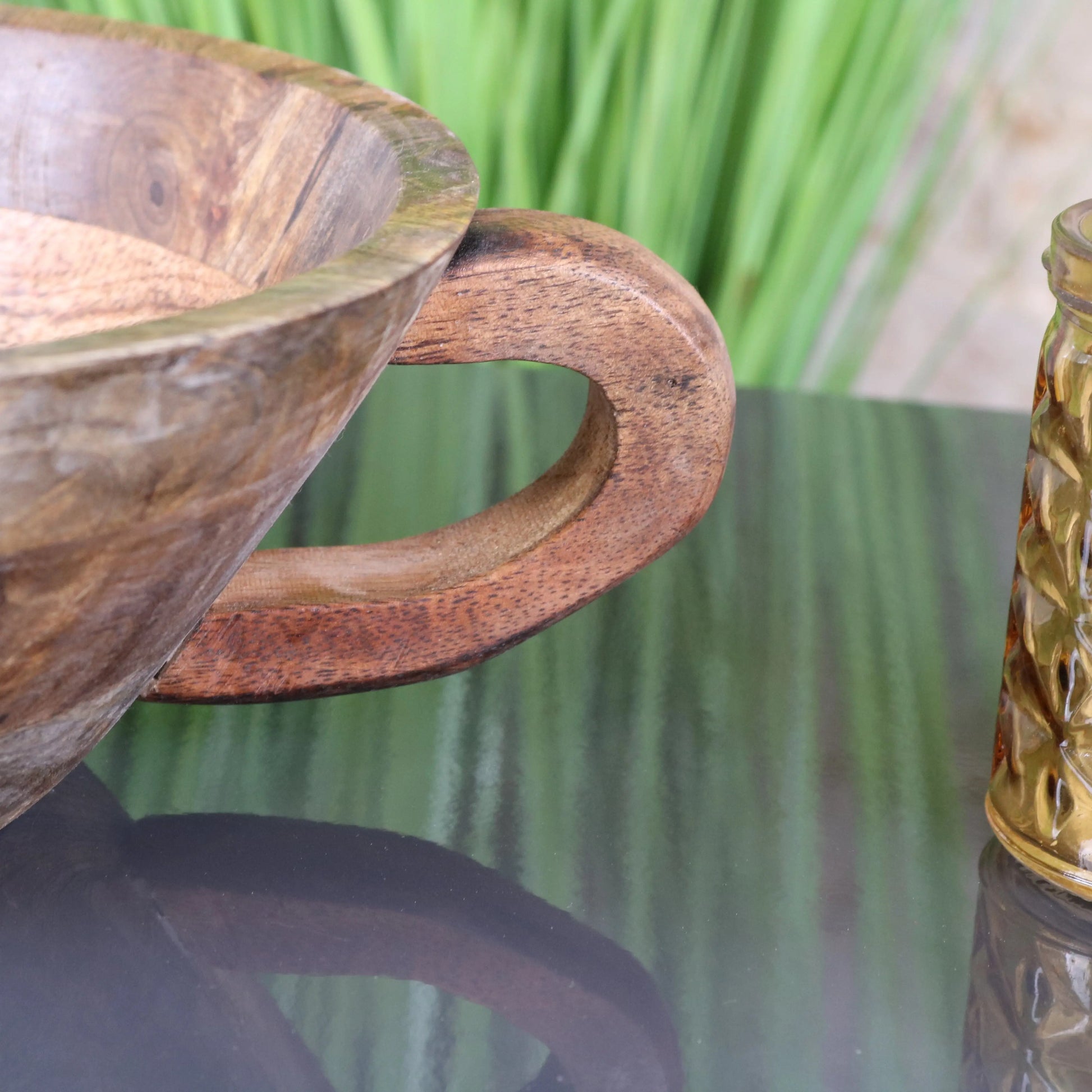 Baddo Large Mug Shape Wooden Bowl Handle Closeup