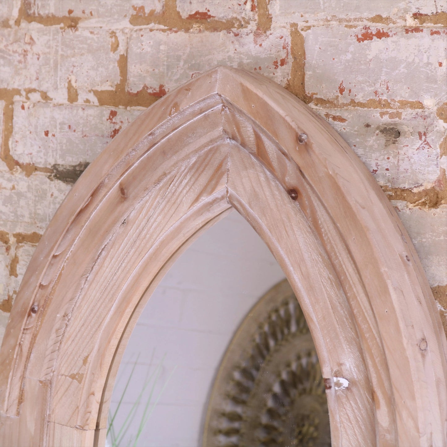 Betul Full Size Wooden Arch Mirror Closeup of Arch