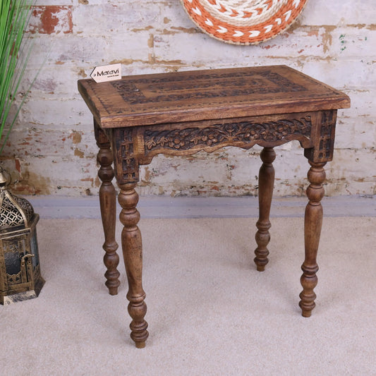 Erki Rectangular Mango Wood Side Table Burnt Finish Main Image