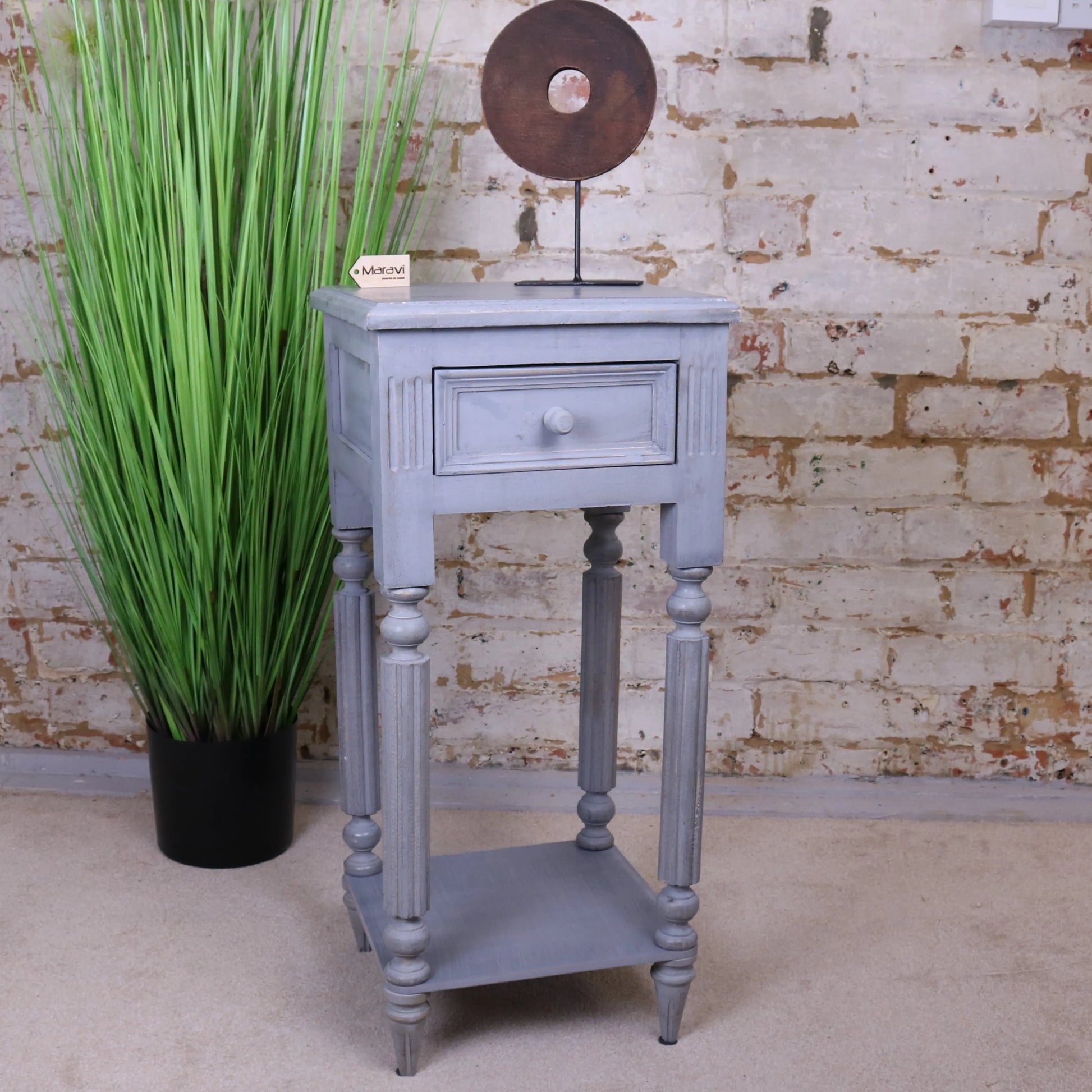 Toyani Square Tall Display Table Grey Painted Main Image