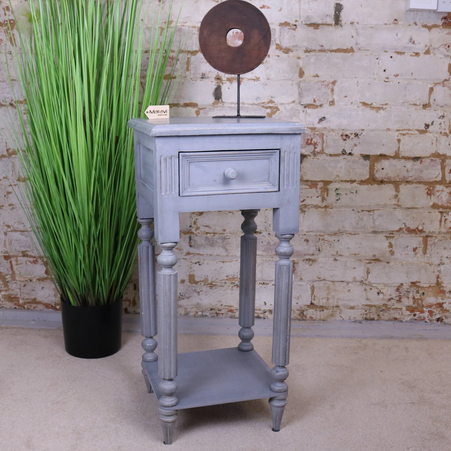 Toyani Square Tall Display Table Grey Painted Main Image