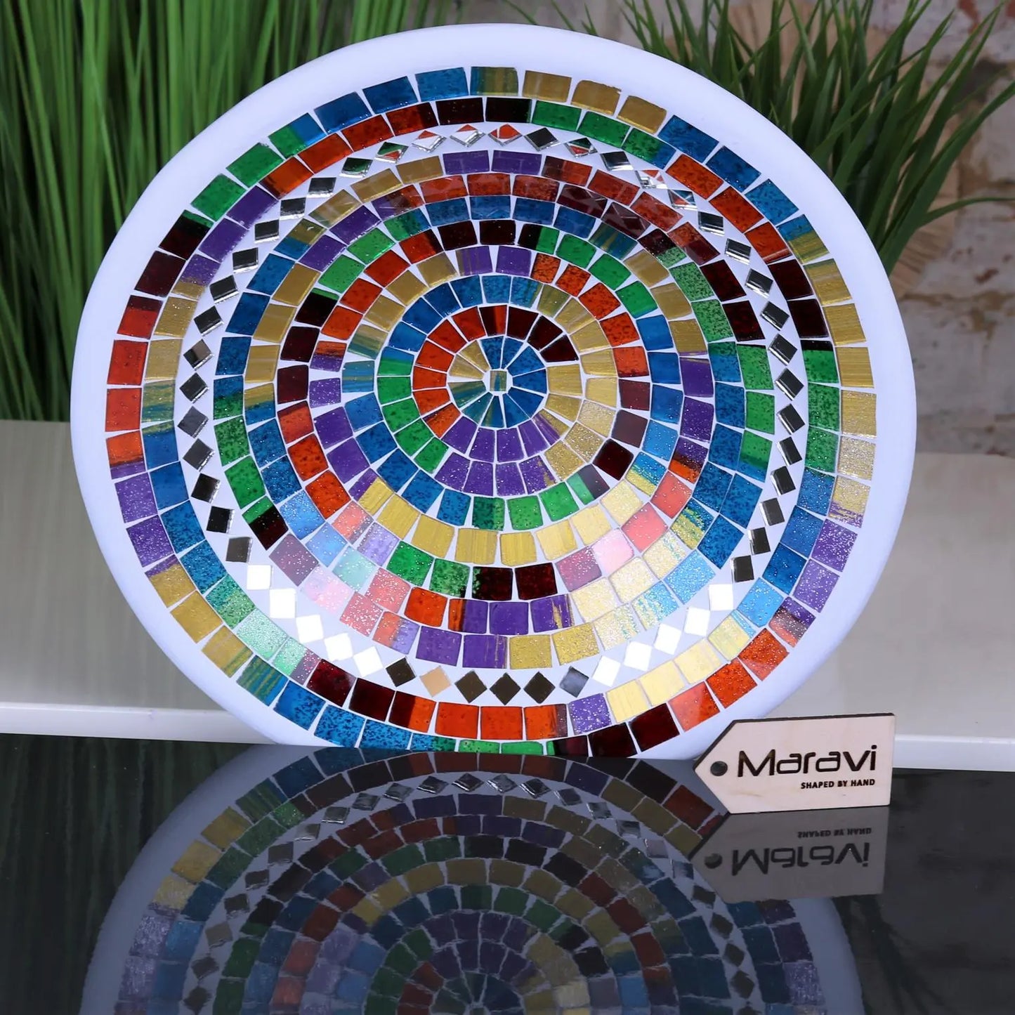 Badaka Mosaic Bowl 28cm Rainbow Multicolour Upright View