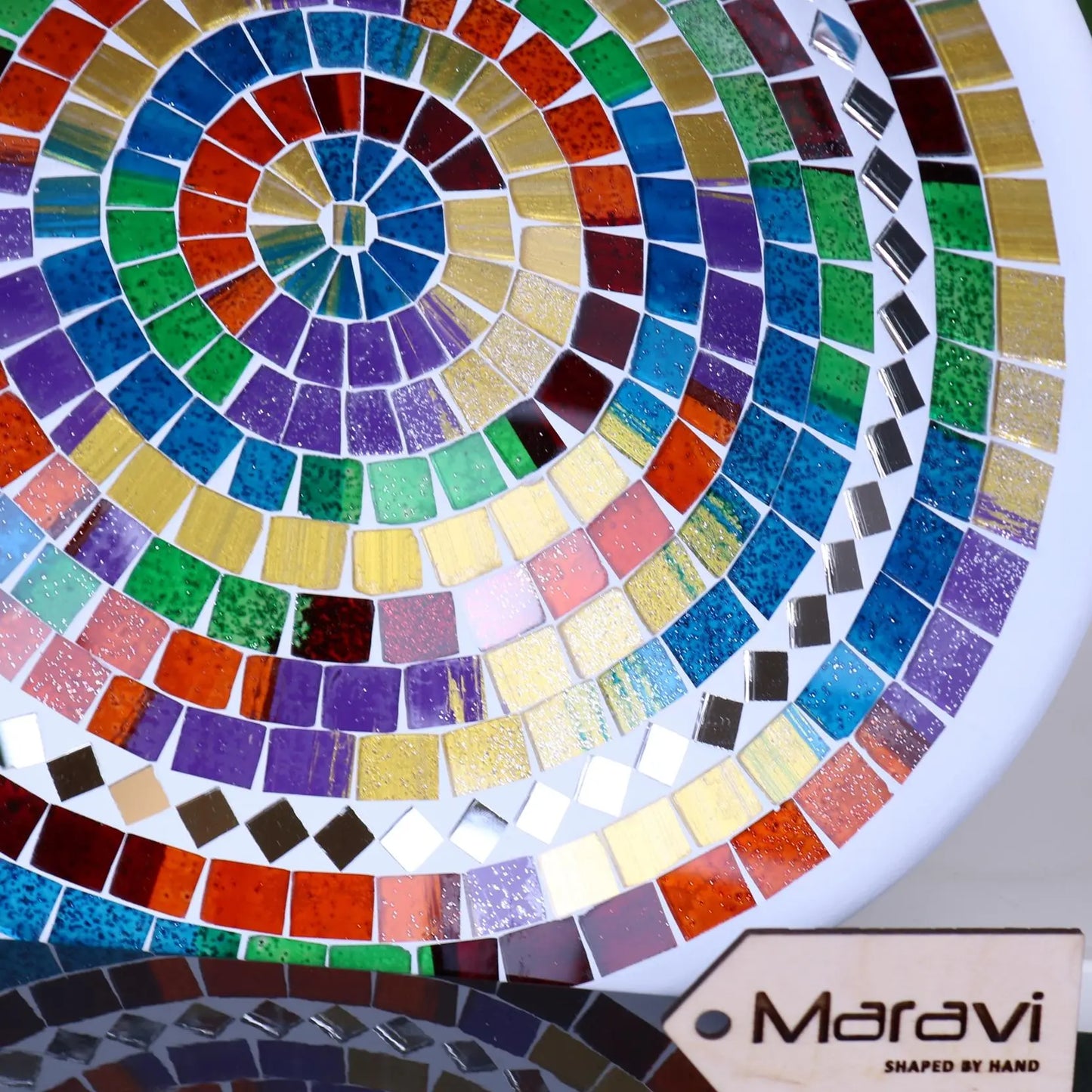Badaka Mosaic Bowl 28cm Rainbow Multicolour Closeup of Tiles