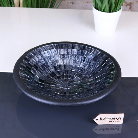 Kentra Mosaic Bowl 28cm Grey Glitter Main Image