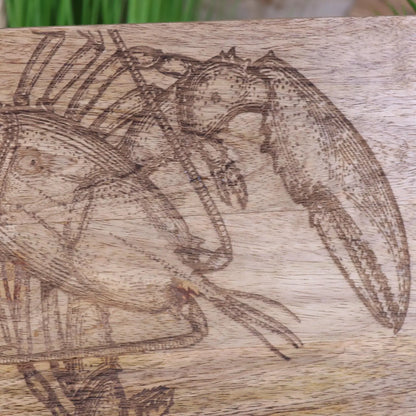 Rateka 50cm Engraved Seafood Serving Board Lobster Design Closeup of Engraving