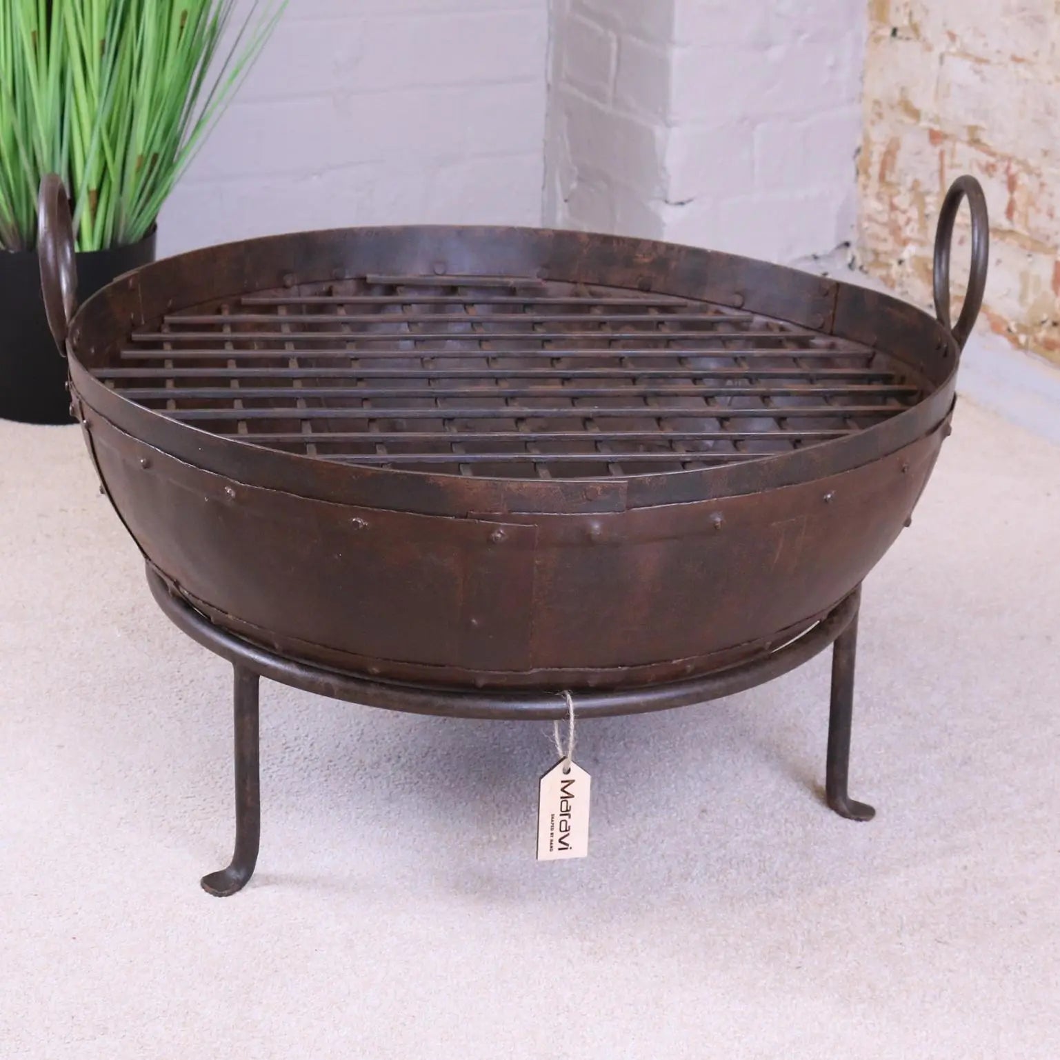 Vintage Kadai Bowl with Stand Garden Fire Pit Bowls  60cm Size Main Image