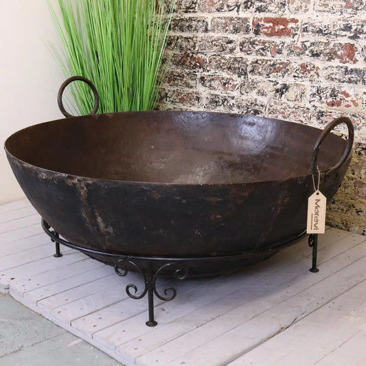 Vintage Giant Kadai Bowl with Stand Garden Fire Bowl Main Image
