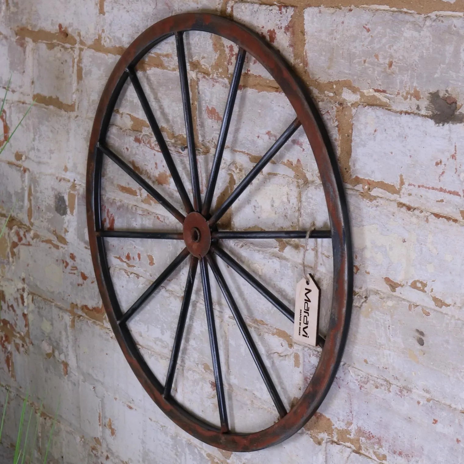 Sawali Rustic Wheel Hanging Ornament Side View