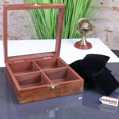 Haria Wooden Watch Display Case Cushions Removed