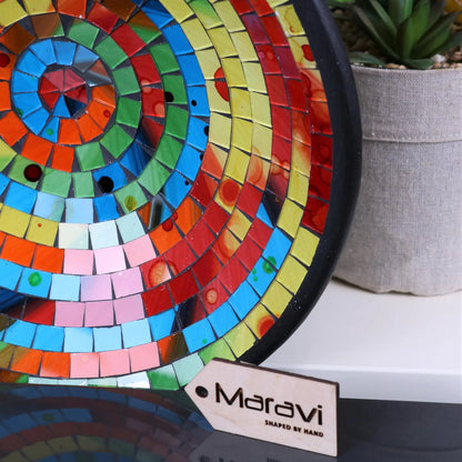 Ajnala Mosaic Bowl 28cm Mulitcolour Closeup of Tiles