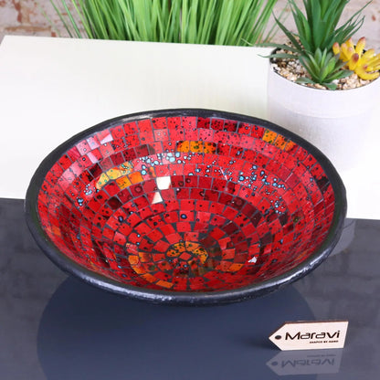Galib Mosaic Bowl 28cm Red Tones Main Image