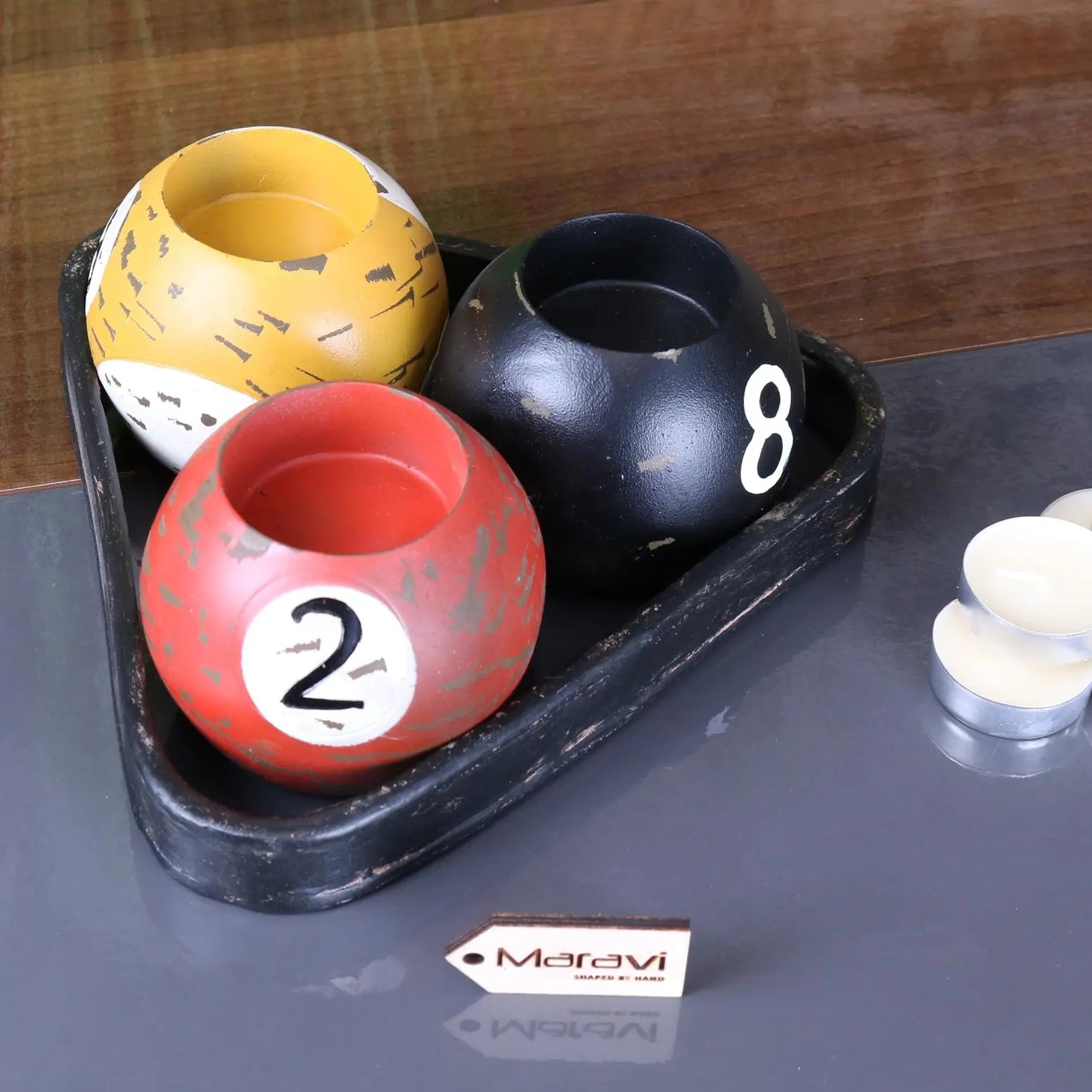 Ingali Pool Ball Candle Holders Top View