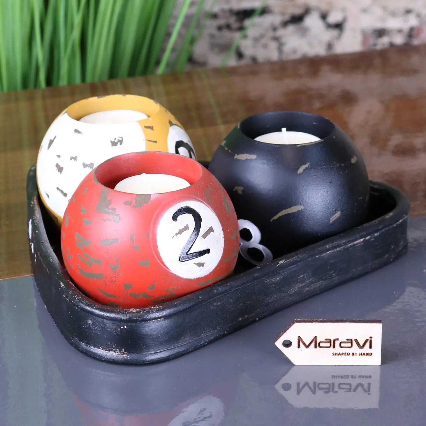 Ingali Pool Ball Candle Holders with Tealights In