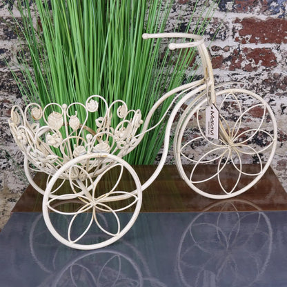 cycle plant pot Bike Planter Metal Vintage White Indoor or Outdoor