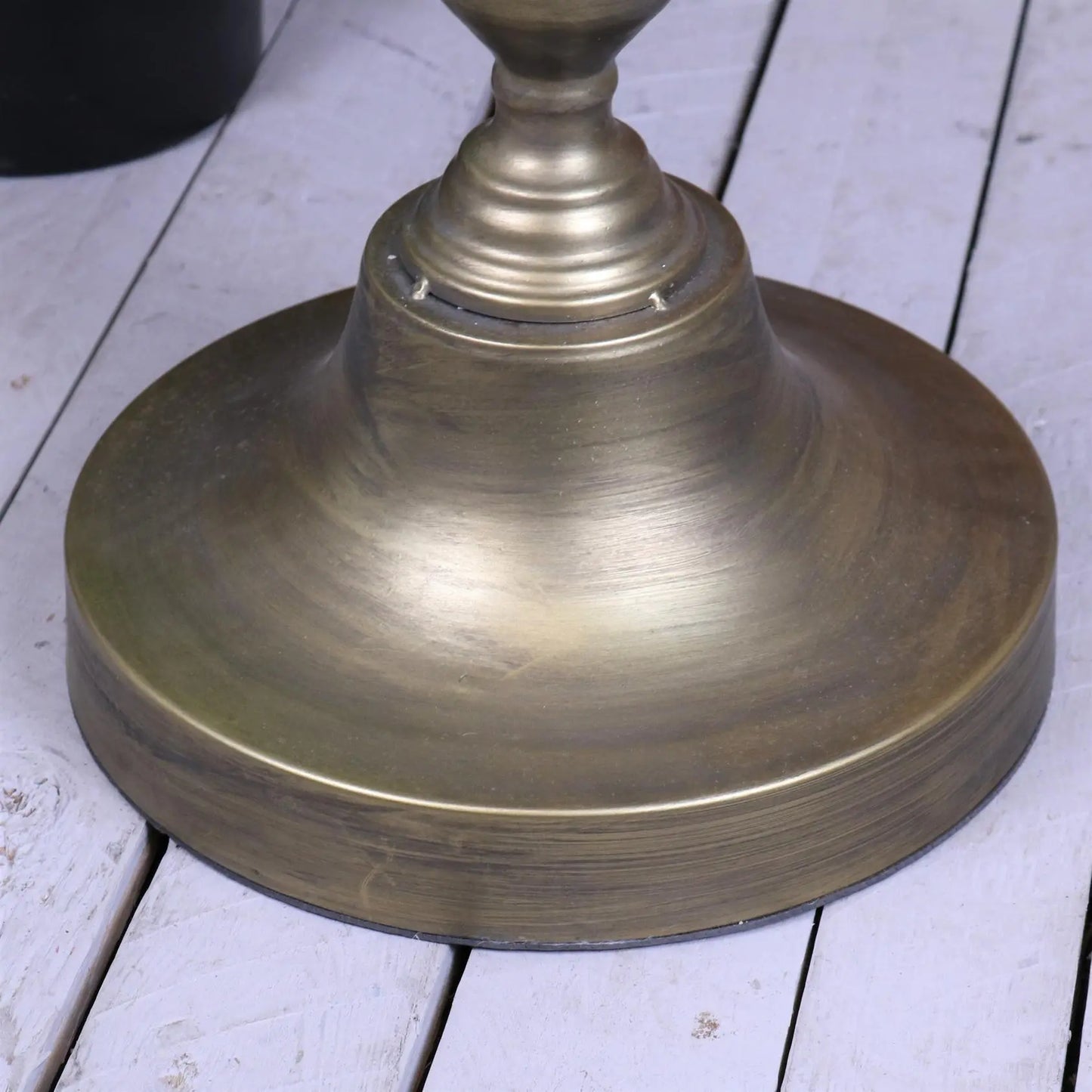 Isroli Antiqued Gold Pedestal Side Table - Closeup of Base