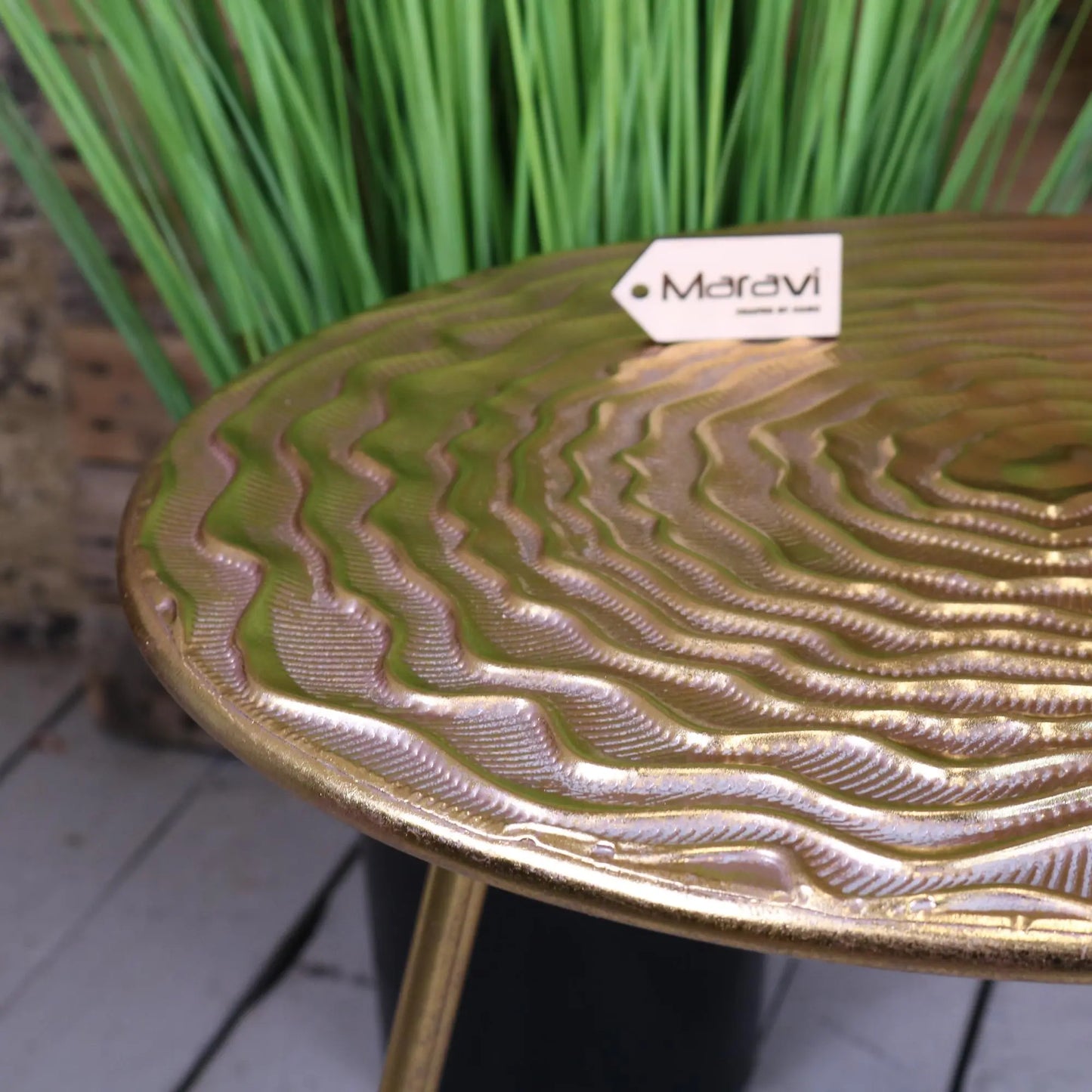 Malan Gold Tripod Table Hairpin Legs - Closeup of Table Top