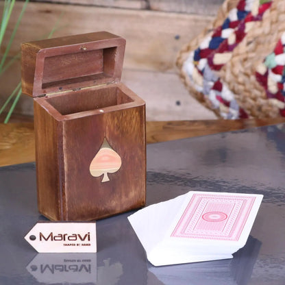 Harra Sheesham Wood Playing Card Box - Cards out of box