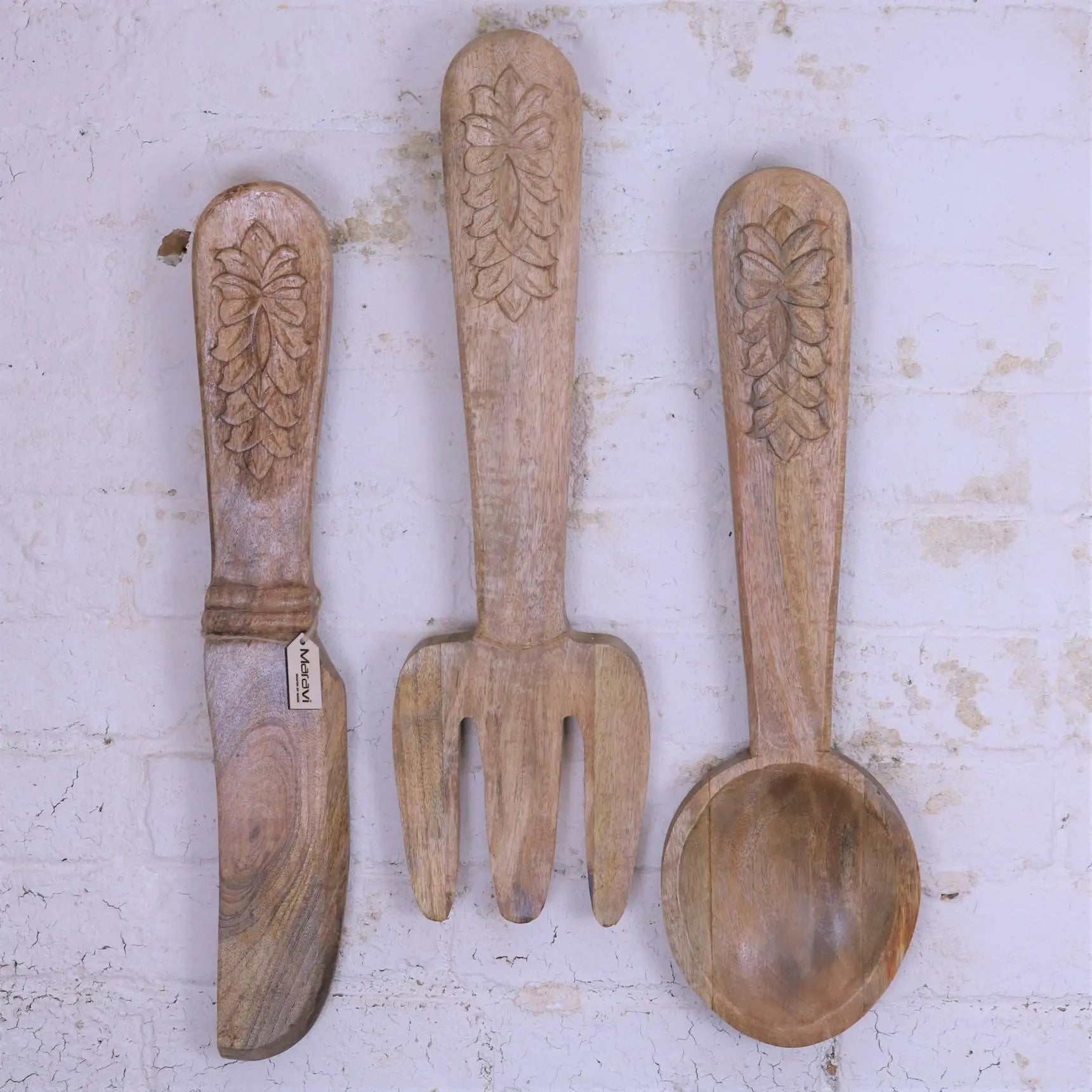 Mawbri Wooden Display Kitchen Giant Cutlery Spoon Fork and Knife - Main Image
