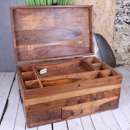 Large Wooden Storage Chest - Opened up