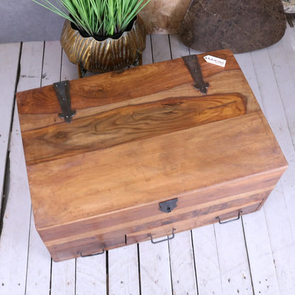 Large Wooden Storage Chest - Top View Closed