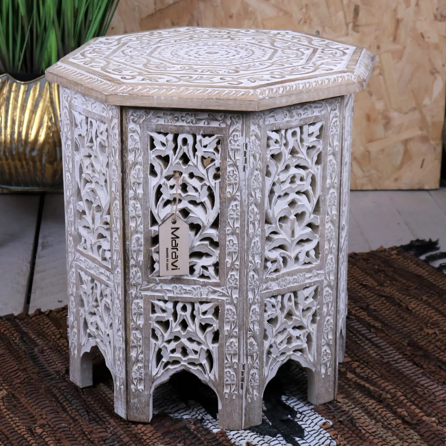 Saidia Moroccan Octagonal Side Table - Front View