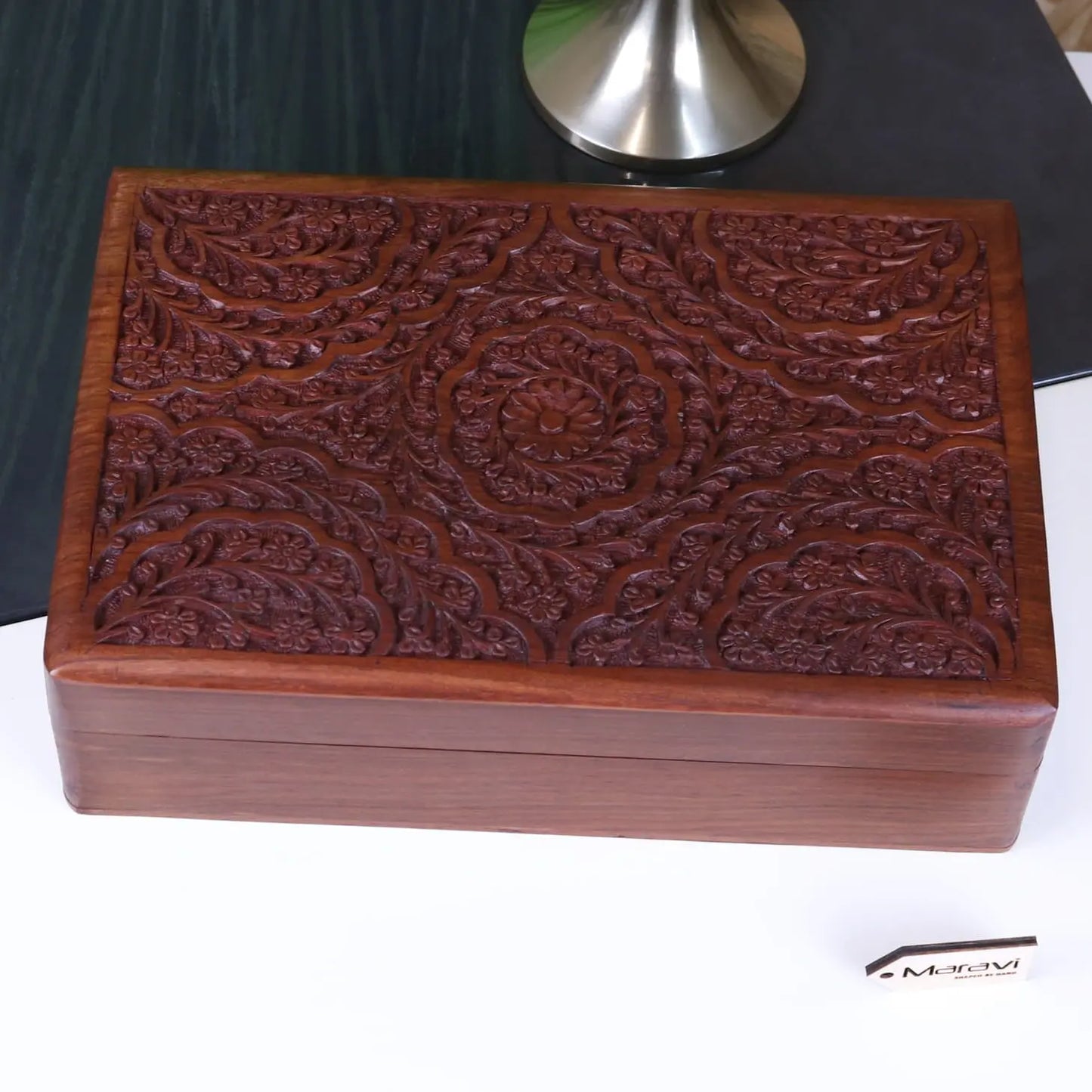 Chamring Large Carved Storage Box - Top View