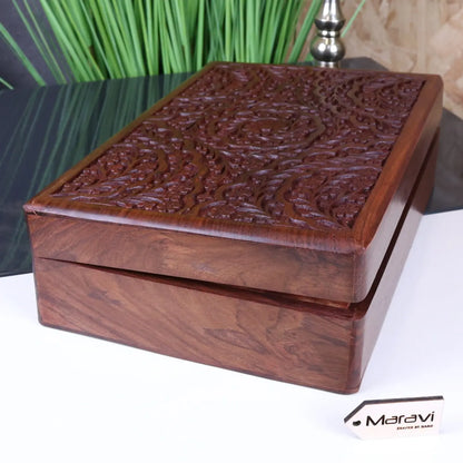 Chamring Large Carved Storage Box - Side View