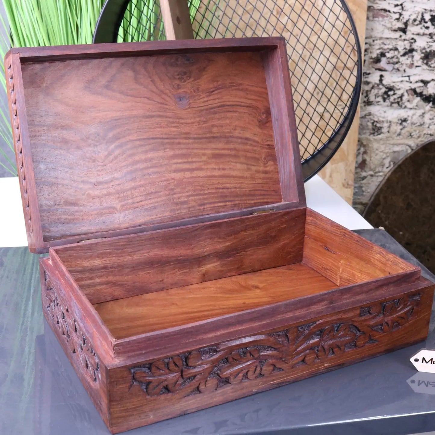 Zopui Large Carved Storage Box - Opened Box