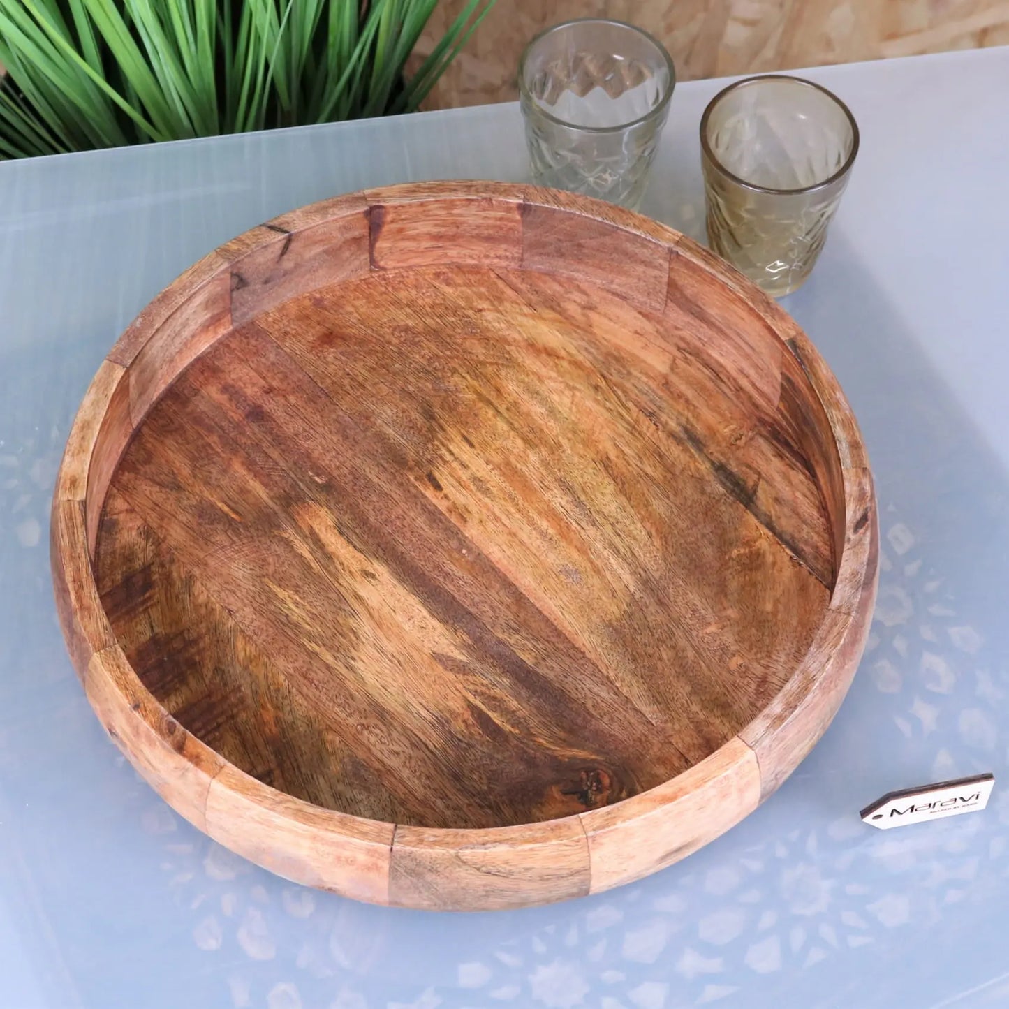 Segti Wooden Fruit Wood Bowl Tray - Top View