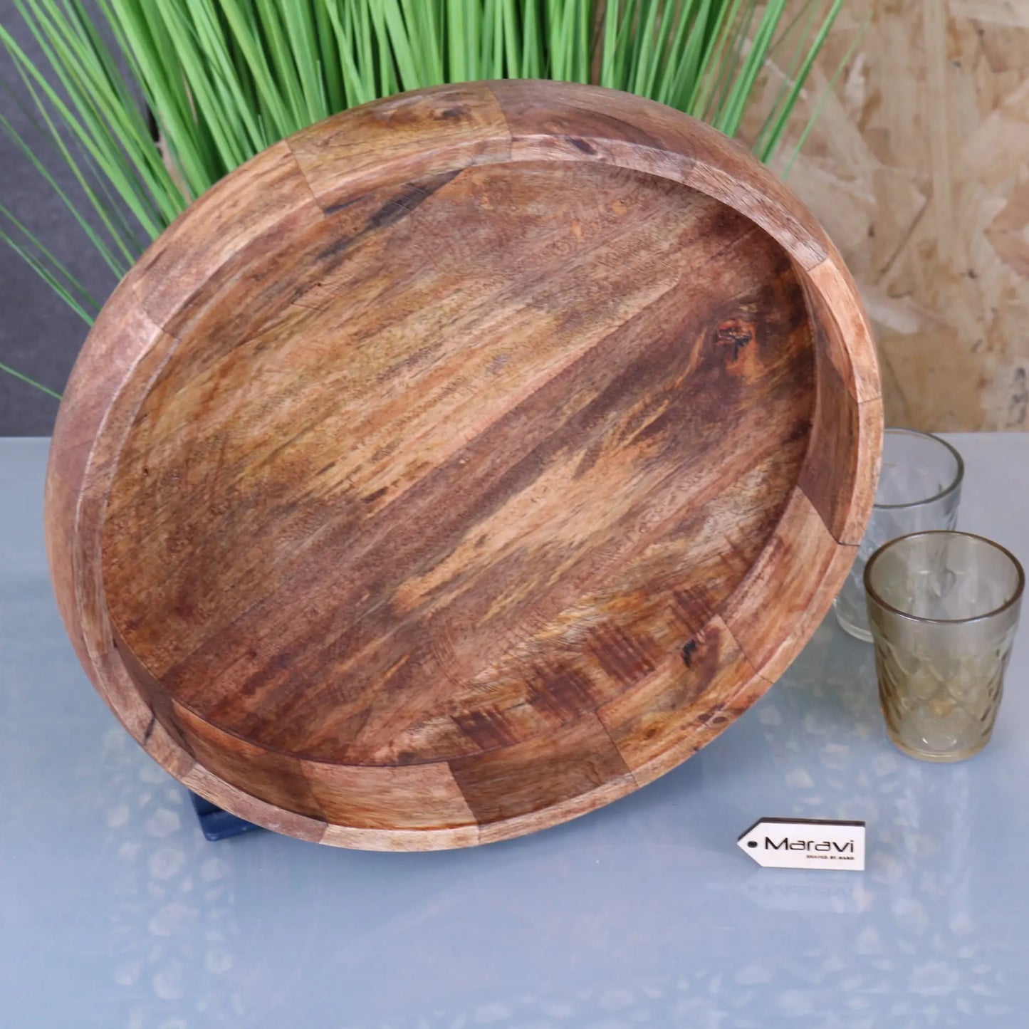 Segti Wooden Fruit Wood Bowl Tray - Standing on Edge