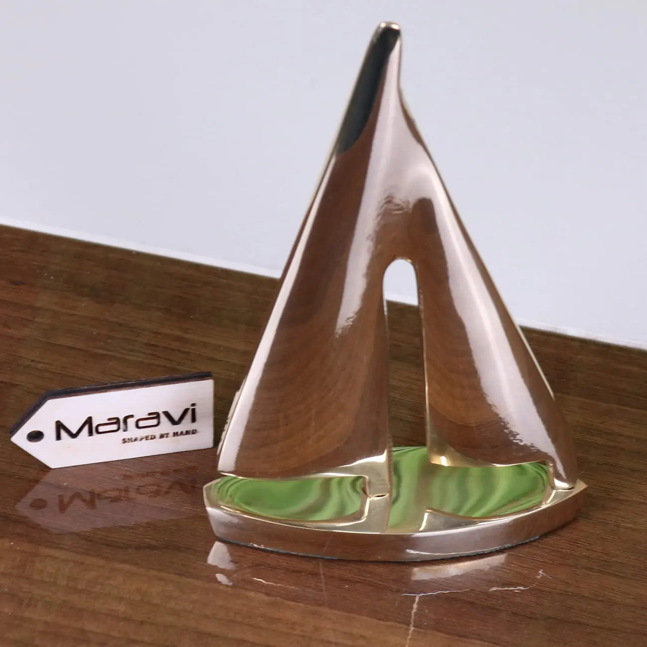 Nabha Brass Yacht Boat Model Ornament - Front View